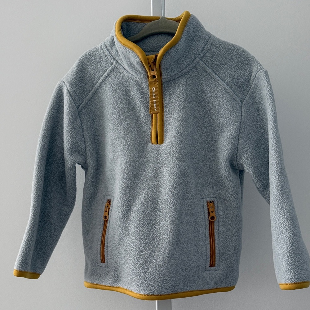 OLD NAVY gray & yellow fleece pullover pockets size 3T